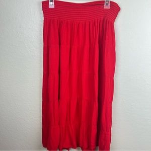 Tiered red maxi skirt boho gypsy-DP est 1962/woman’s 1X